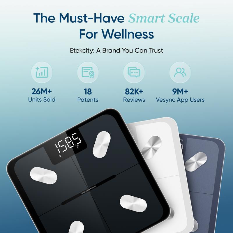 Etekcity Smart Body Fat Scale with BMI, Body Fat, Muscle Mass, Accurate Bluetooth Home User Health Equipment, Tiktokshopholidayhaul Deal - Smartscale